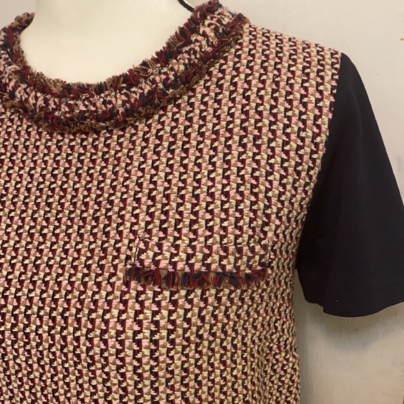 J. Crew Woven Multi colored Dressy T-Shirt Small - Picture 5 of 10
